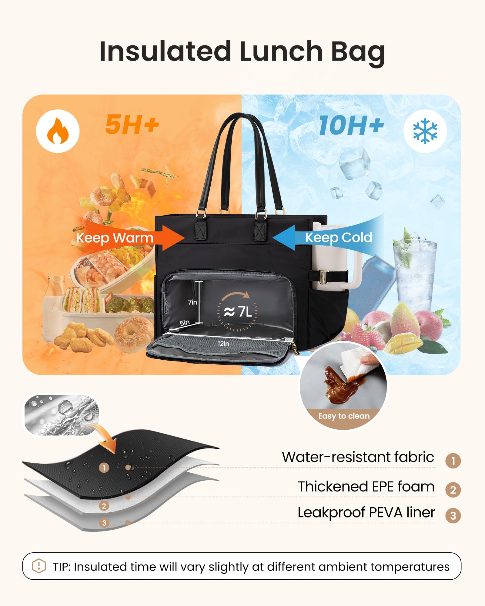 LOVEVOOK front organizer pockets for pens, keys, and earbuds.