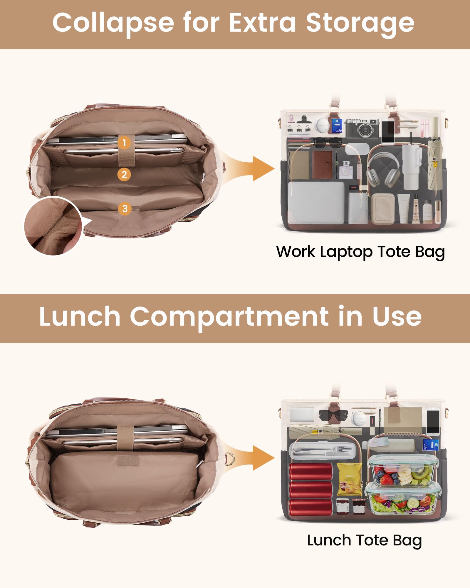 LOVEVOOK water-resistant fabric and PU leather handles look professional.