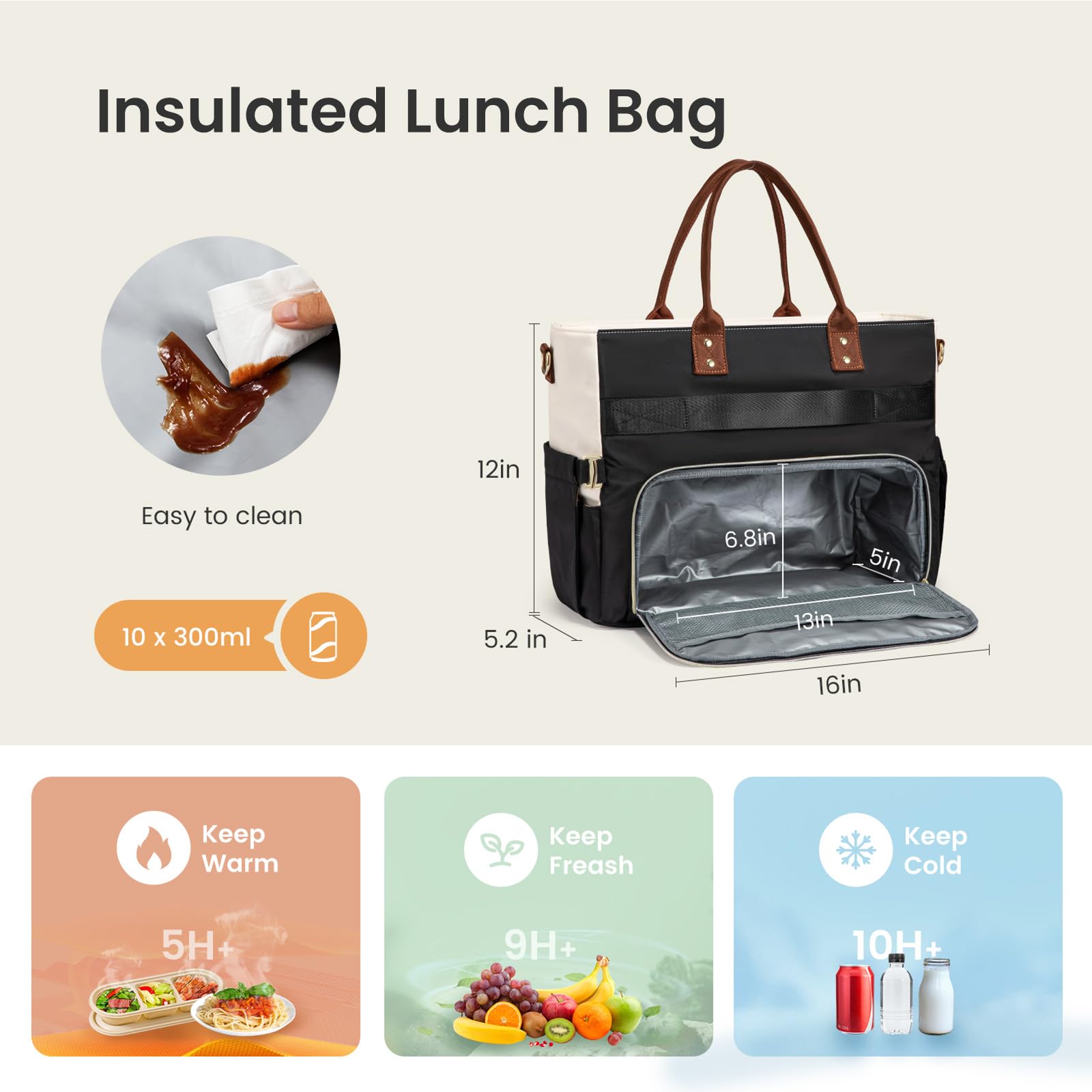 LOVEVOOK water-resistant-lunch-tote exterior protects contents in daily use.