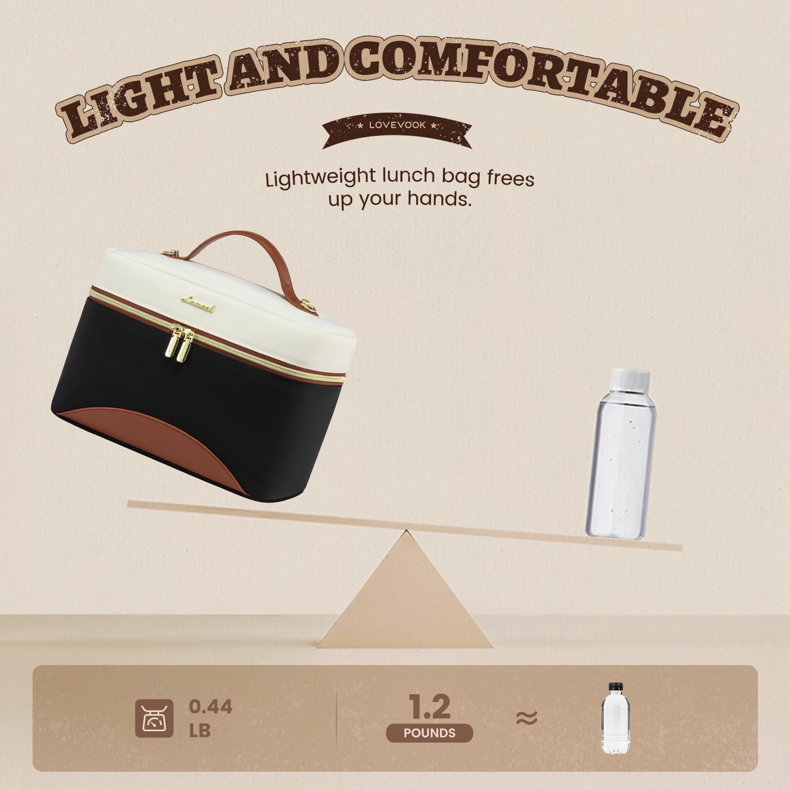 LOVEVOOK adjustable shoulder strap and leather handle for comfortable carrying