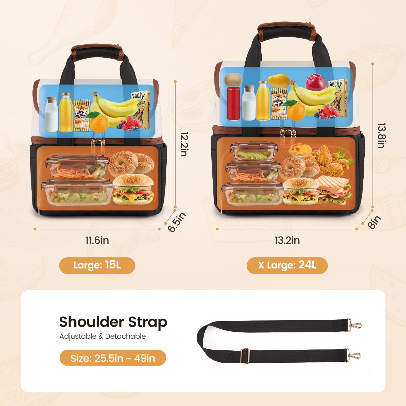 LOVEVOOK adjustable shoulder strap offers comfortable hands-free carrying.