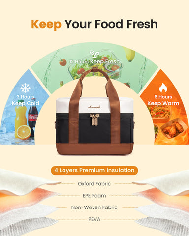 LOVEVOOK insulated lunch bag adjustable-shoulder-strap comfortable all-day carry.