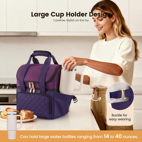LOVEVOOK double-deck lunch bag design keeps meals organized.