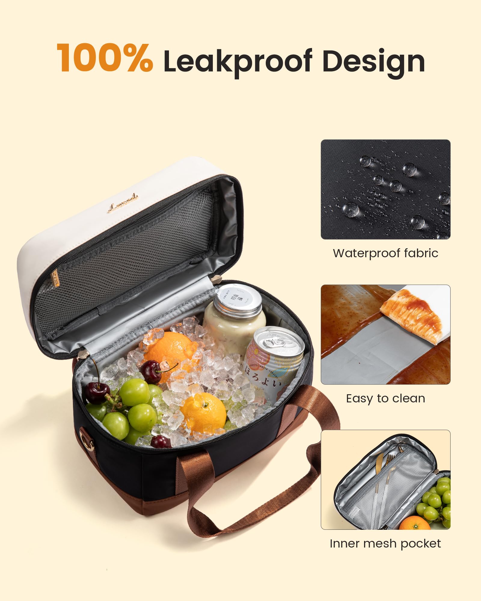 LOVEVOOK insulated lunch bag large-capacity fits two lunch boxes and snacks.