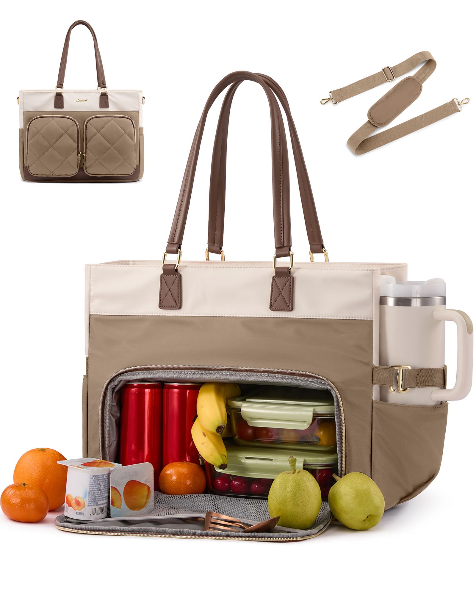 LOVEVOOK lunch bag with laptop compartment protects a 15.6-inch device during commutes