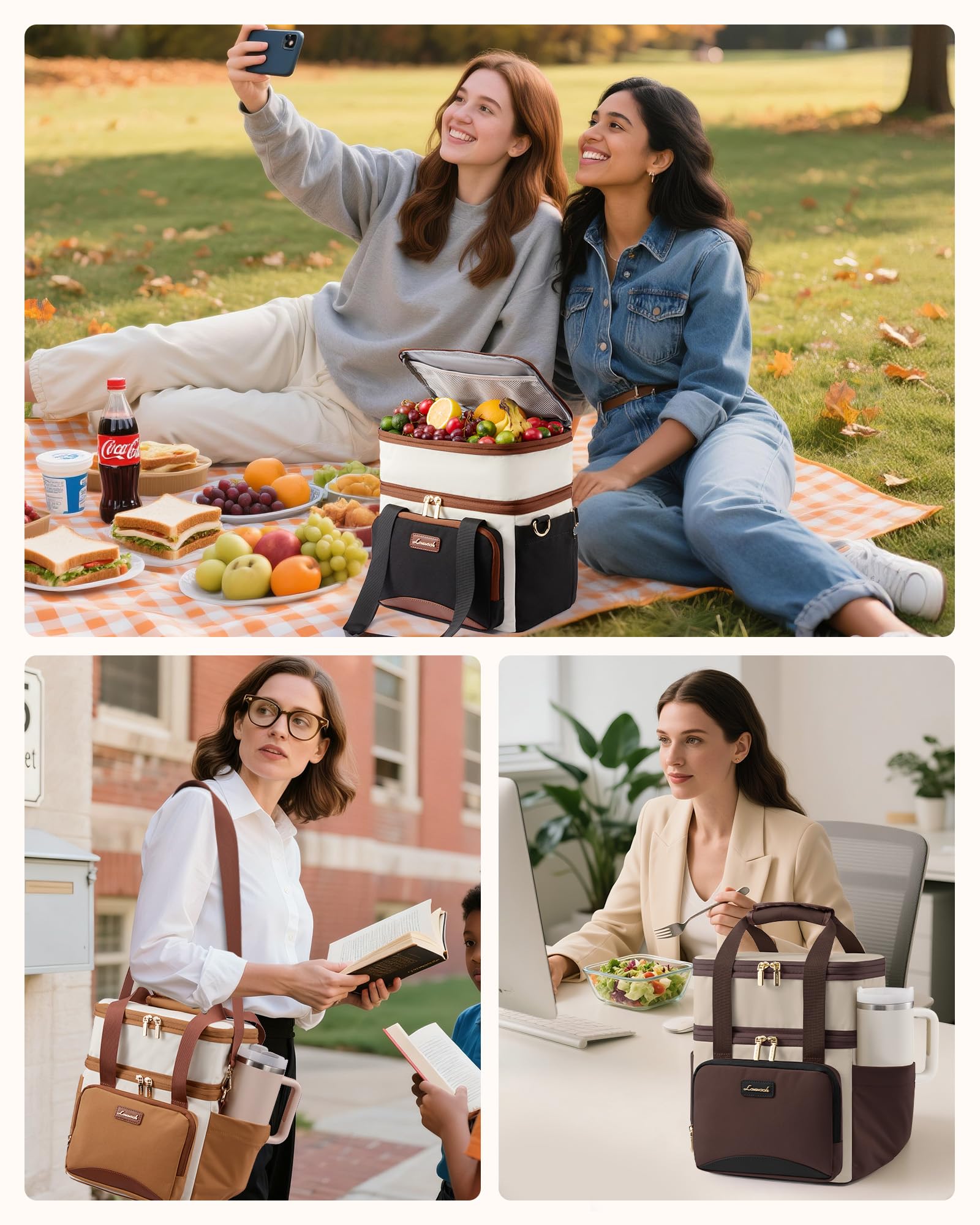LOVEVOOK versatile lunch bag for office and outdoor use.
