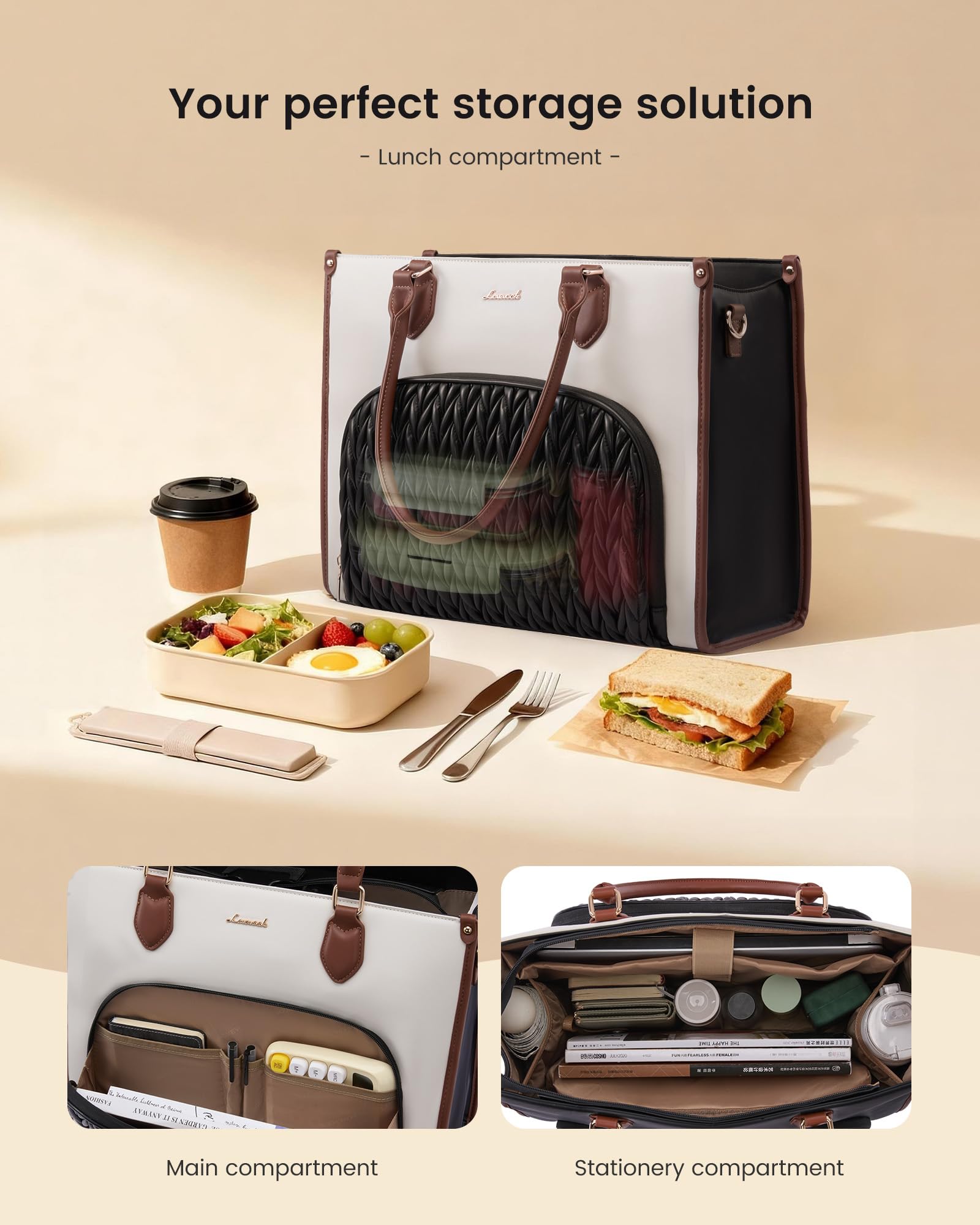 LOVEVOOK tote front pocket provides quick access to essentials.