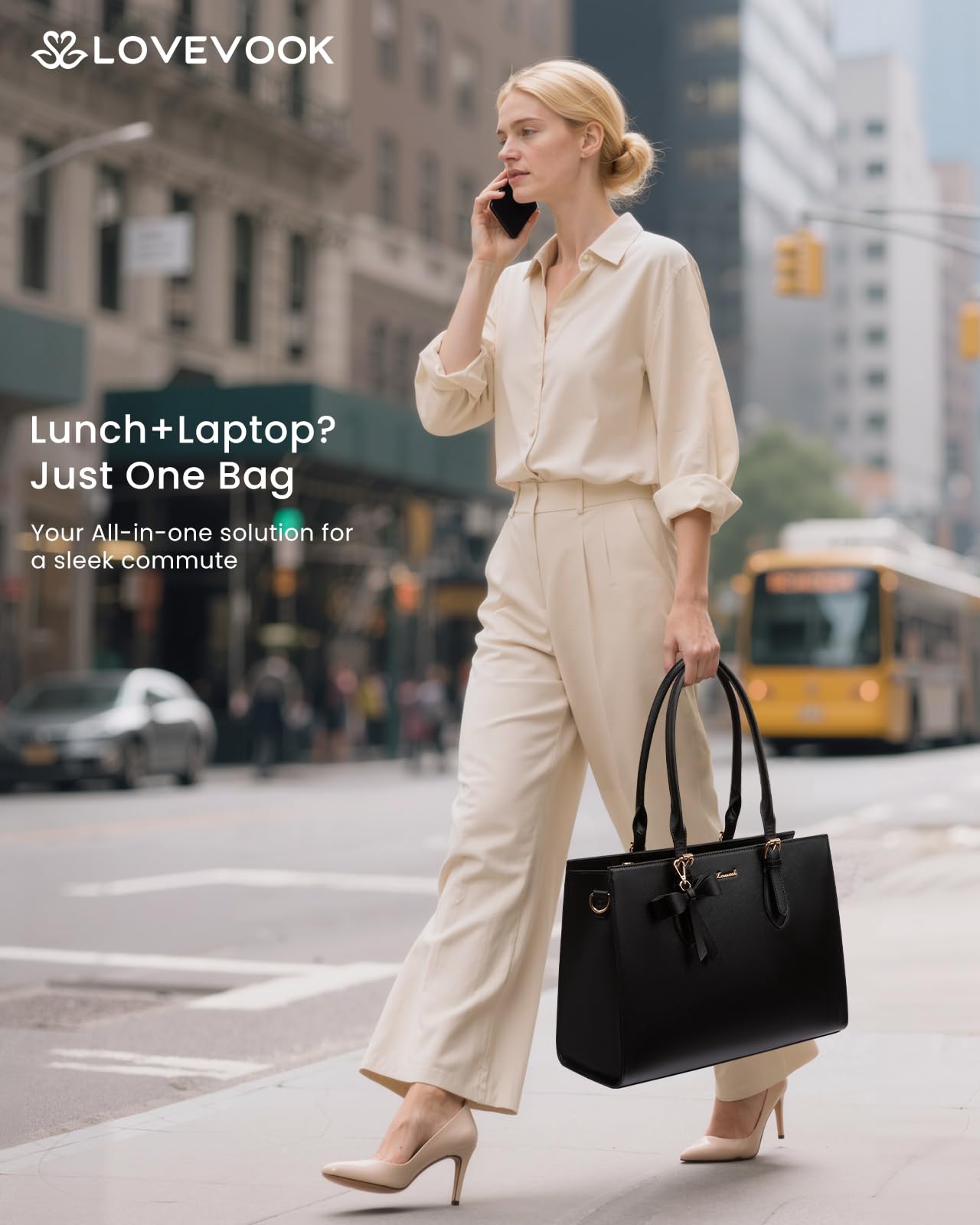 LOVEVOOK padded laptop compartment protects devices up to 15.6 inches