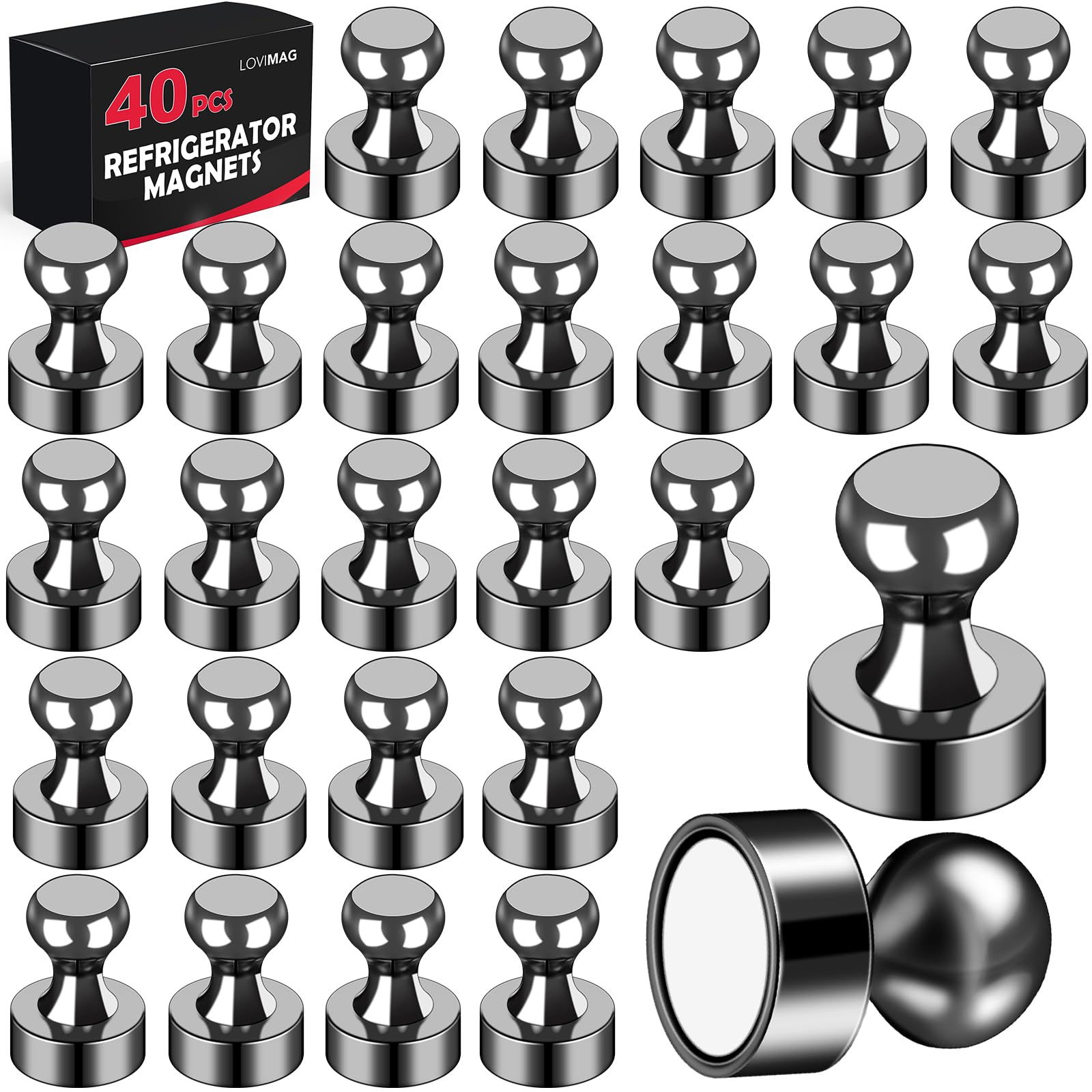 LOVIMAG fridge magnets 40pcs pack on fridge door securing papers and notes