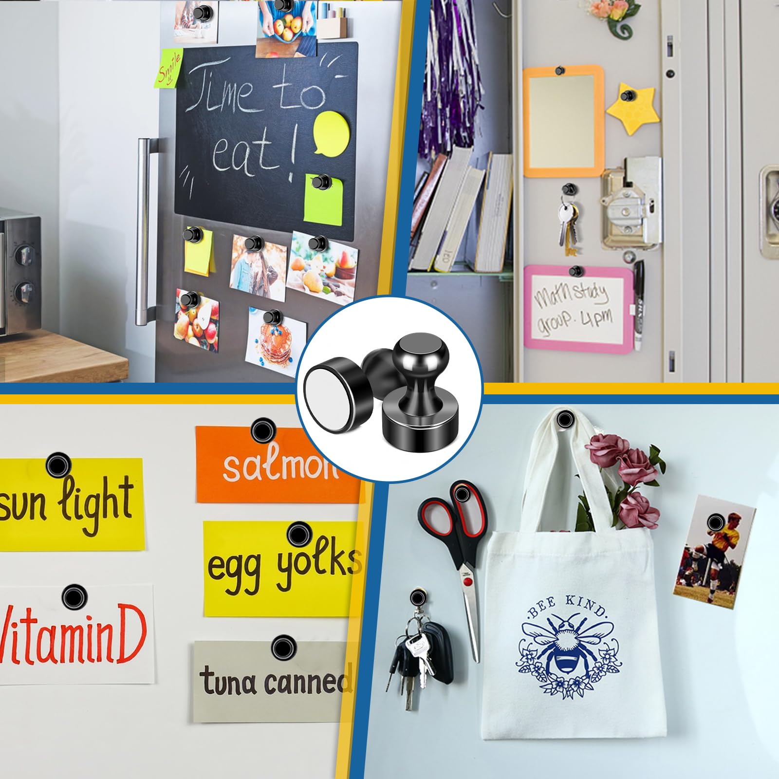 LOVIMAG fridge magnets with black finish close-up showing durable coating