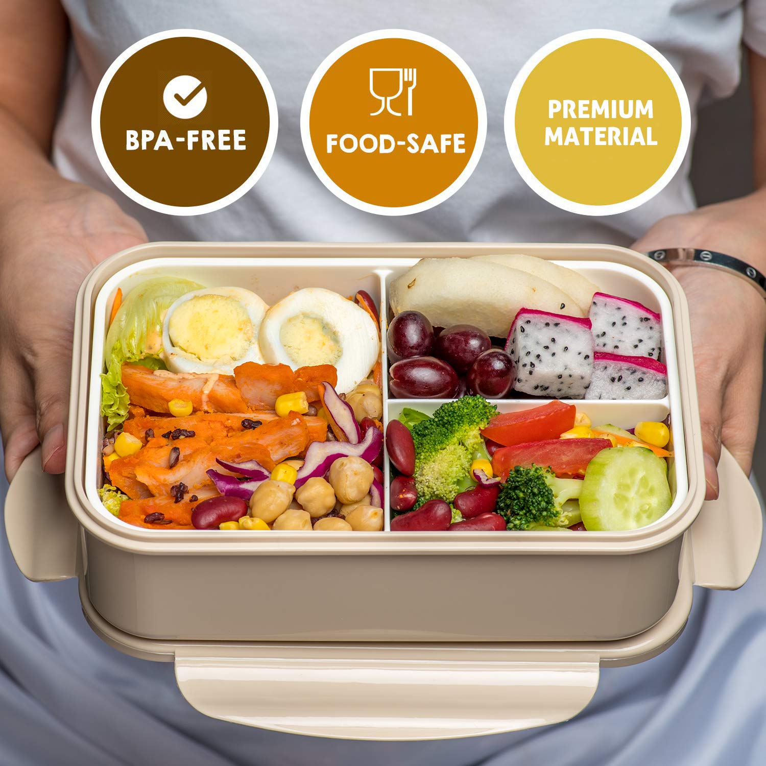 LOVINA lunch box showing spoon and fork included for convenient meals