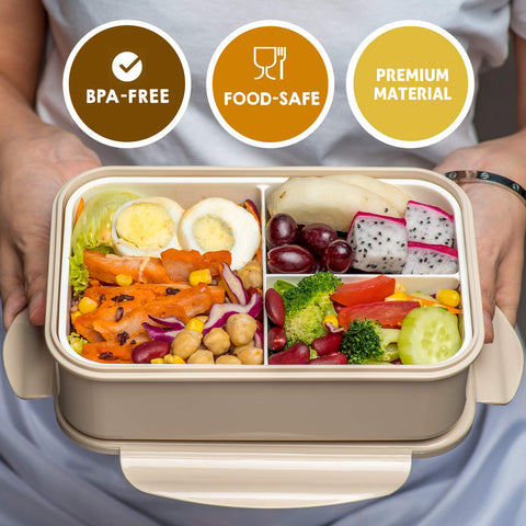 LOVINA lunch box showing spoon and fork included for convenient meals