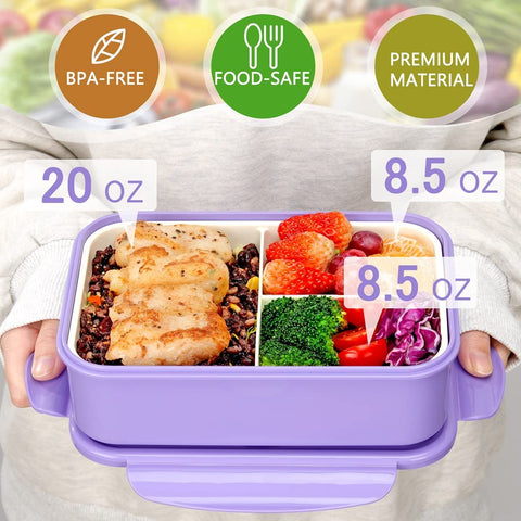 LOVINA bento box shows three compartments for portion control.