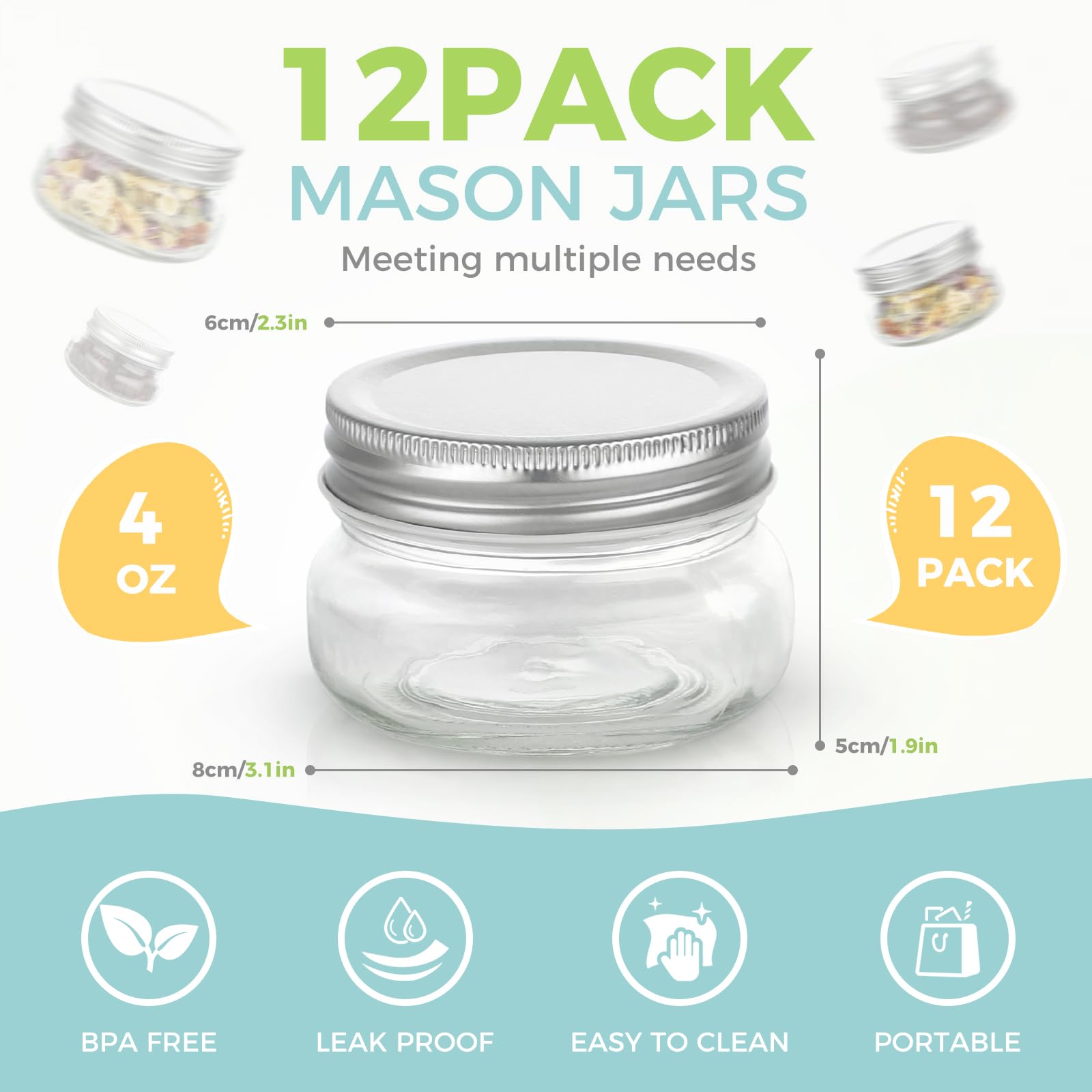LovoIn mini mason jar with airtight lid, perfect for honey storage.