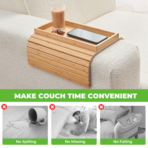 LOVYANXUE Bamboo Arm Tray side view showing foldable design for easy storage.