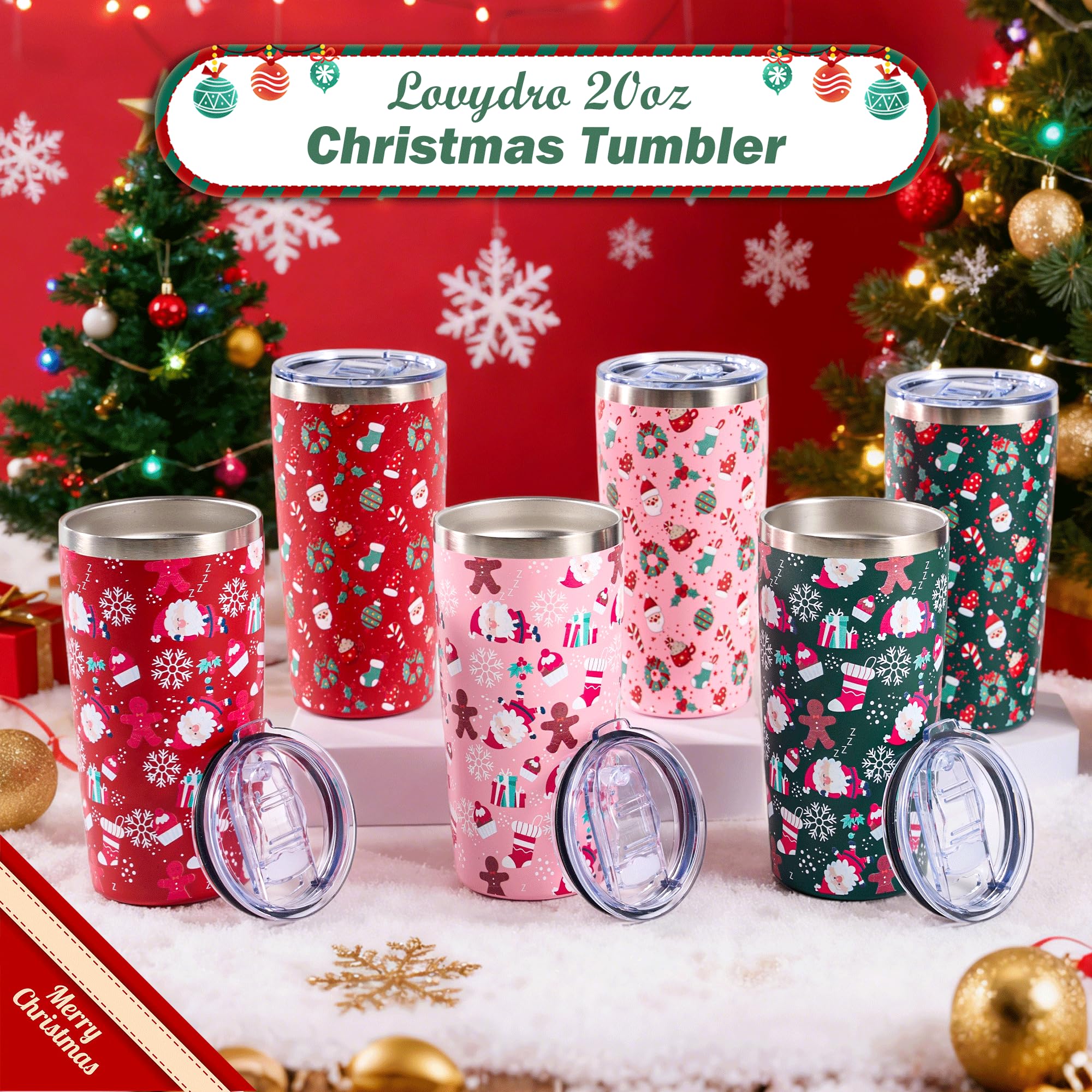Festive Lovydro tumbler design adds seasonal flair to daily coffee moments.