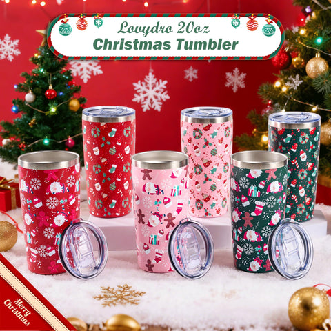 Festive Lovydro tumbler design adds seasonal flair to daily coffee moments.