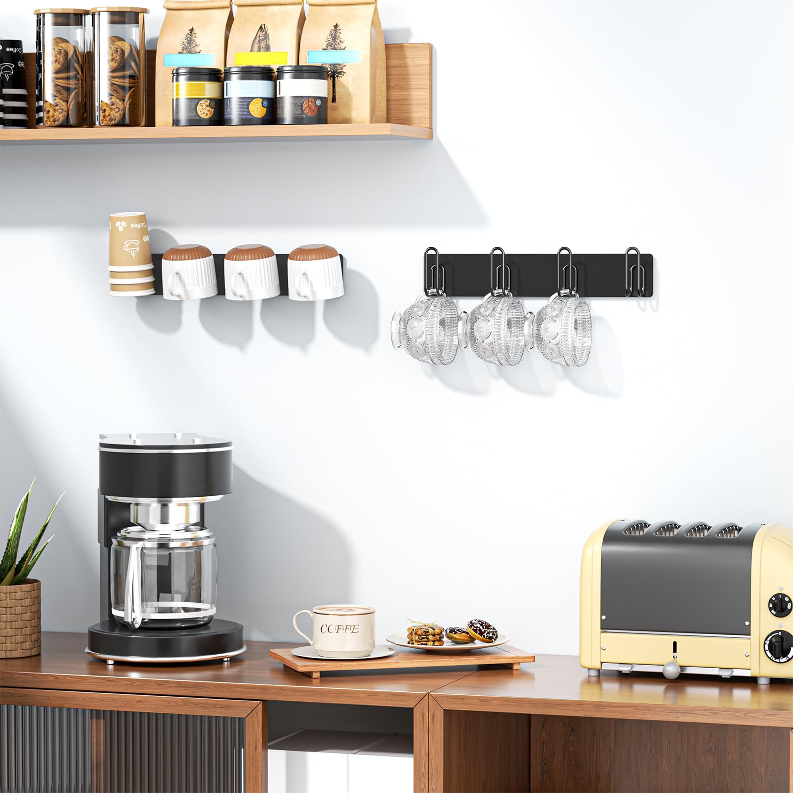 LOXSUN coffee mug rack image showing screw installation method.