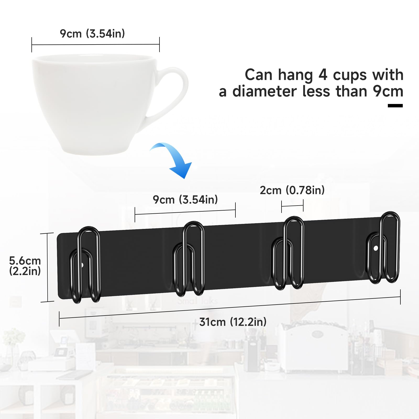 LOXSUN inverted-drying mug rack for quick drainage and less dust.