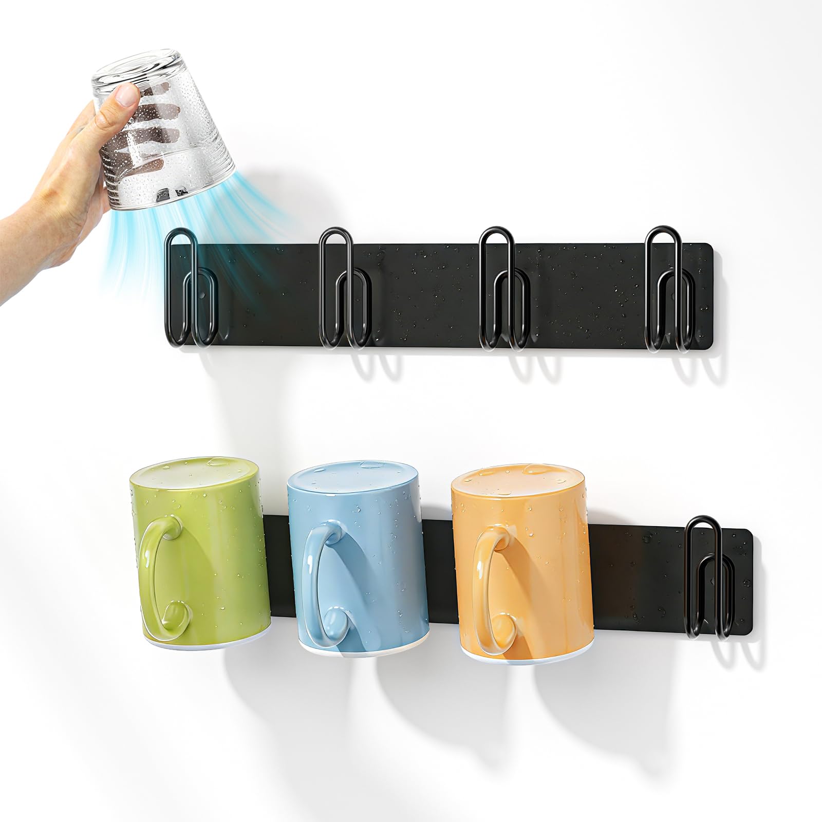 LOXSUN wall-mounted mug rack showing space-saving design.