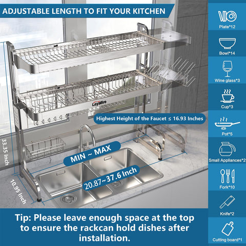 Loyalfire expandable drying rack length demonstrates flexibility for different kitchens