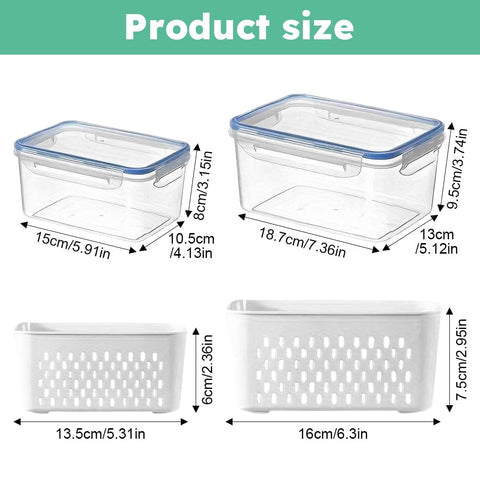 Removable baskets in fridge simplify washing and draining produce.