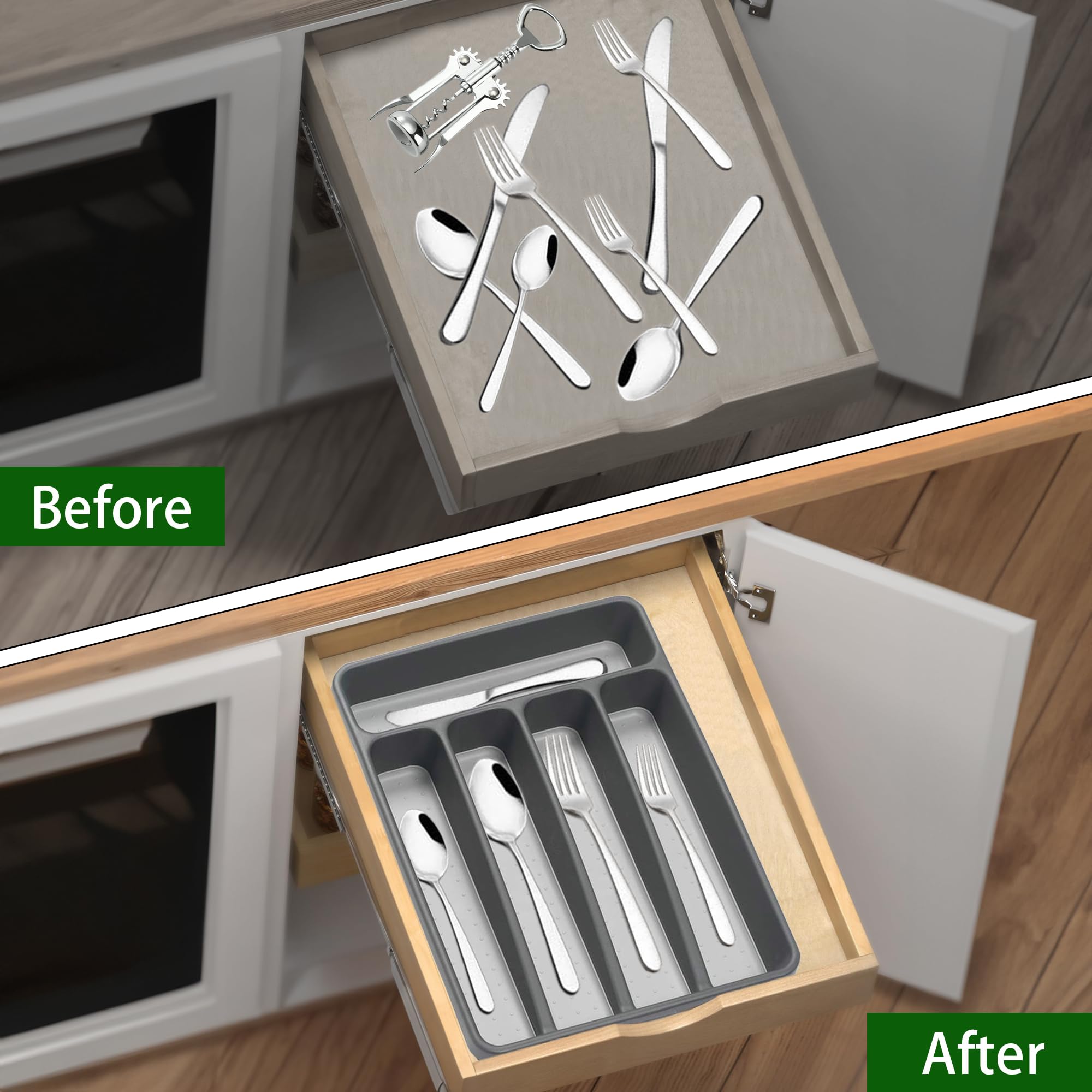 Loyareal drawer organizer with non-slip base keeps items secure.
