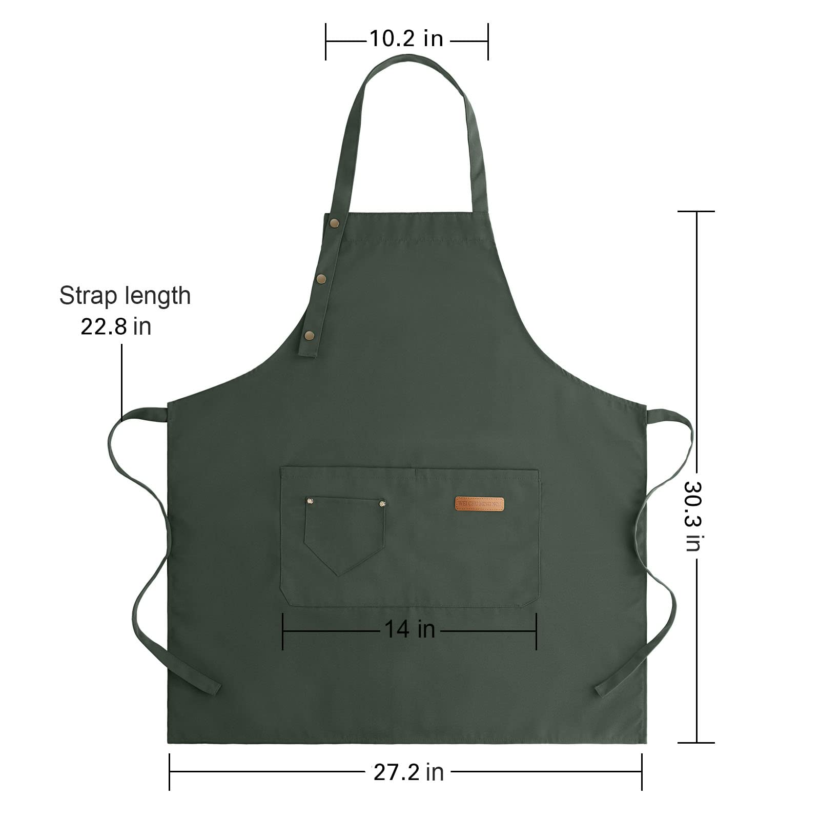 LOYGLIF green waterproof-style apron shields clothes from spills.