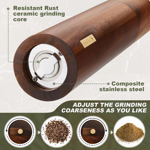 LOYIM adjustable grind knob on top for coarse to fine seasoning.