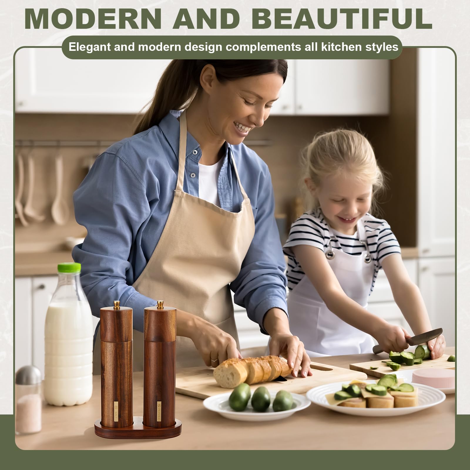 LOYIM wooden grinders on a tray make a thoughtful kitchen gift for cooks.
