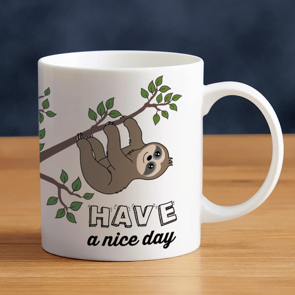 LOZACHE sloth mug, side silhouette, ideal for desk breaks and whimsical tea moments.