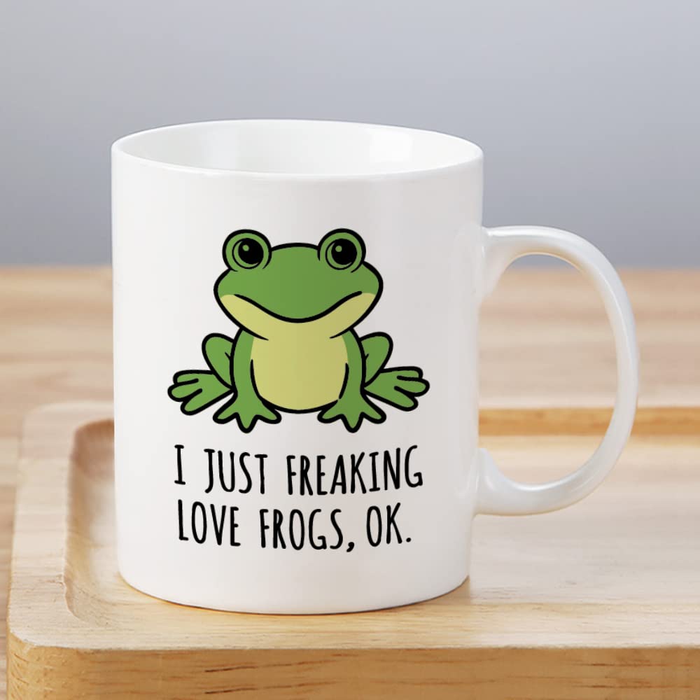 LOZACHE Frog Mug front and back print with funny quote brightening mornings