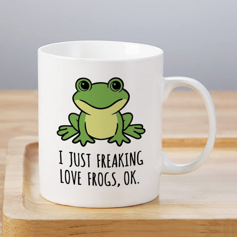 LOZACHE Frog Mug front and back print with funny quote brightening mornings