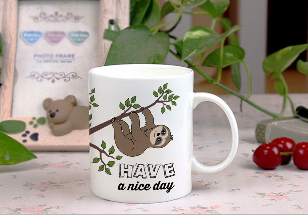 LOZACHE kawaii sloth mug, cute design, perfect gift for friends and loved ones.