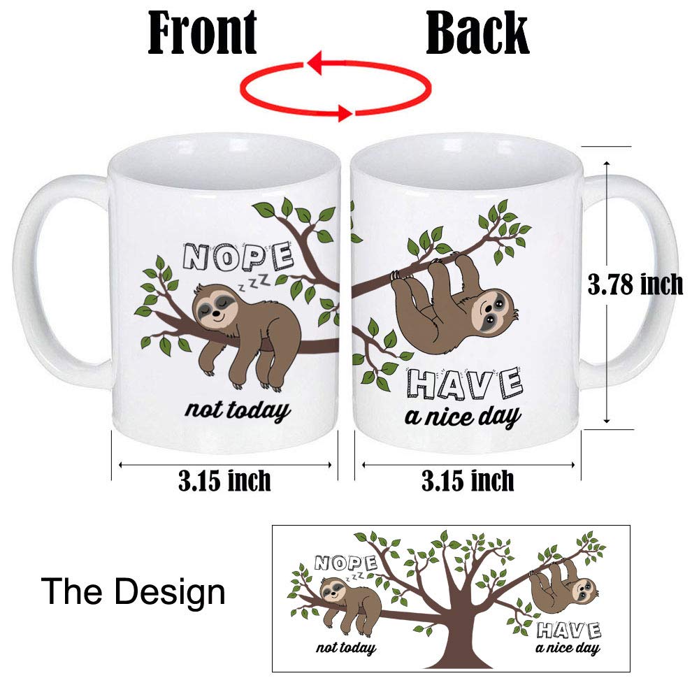 LOZACHE cute sloth mug, text 'Have A Nice Day', brightening daily coffee ritual.