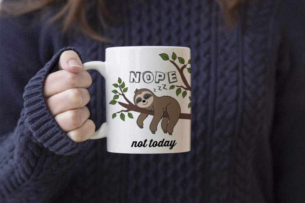 LOZACHE sloth mug, text 'Nope Not Today', adds lighthearted mood to your day.