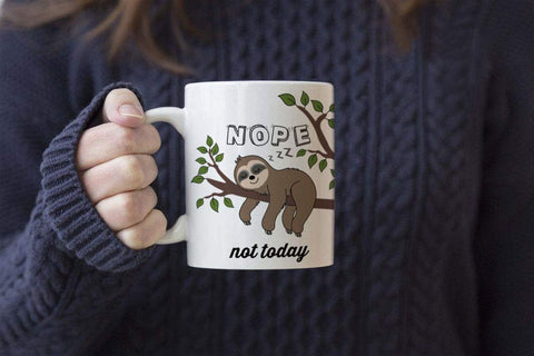 LOZACHE sloth mug, text 'Nope Not Today', adds lighthearted mood to your day.