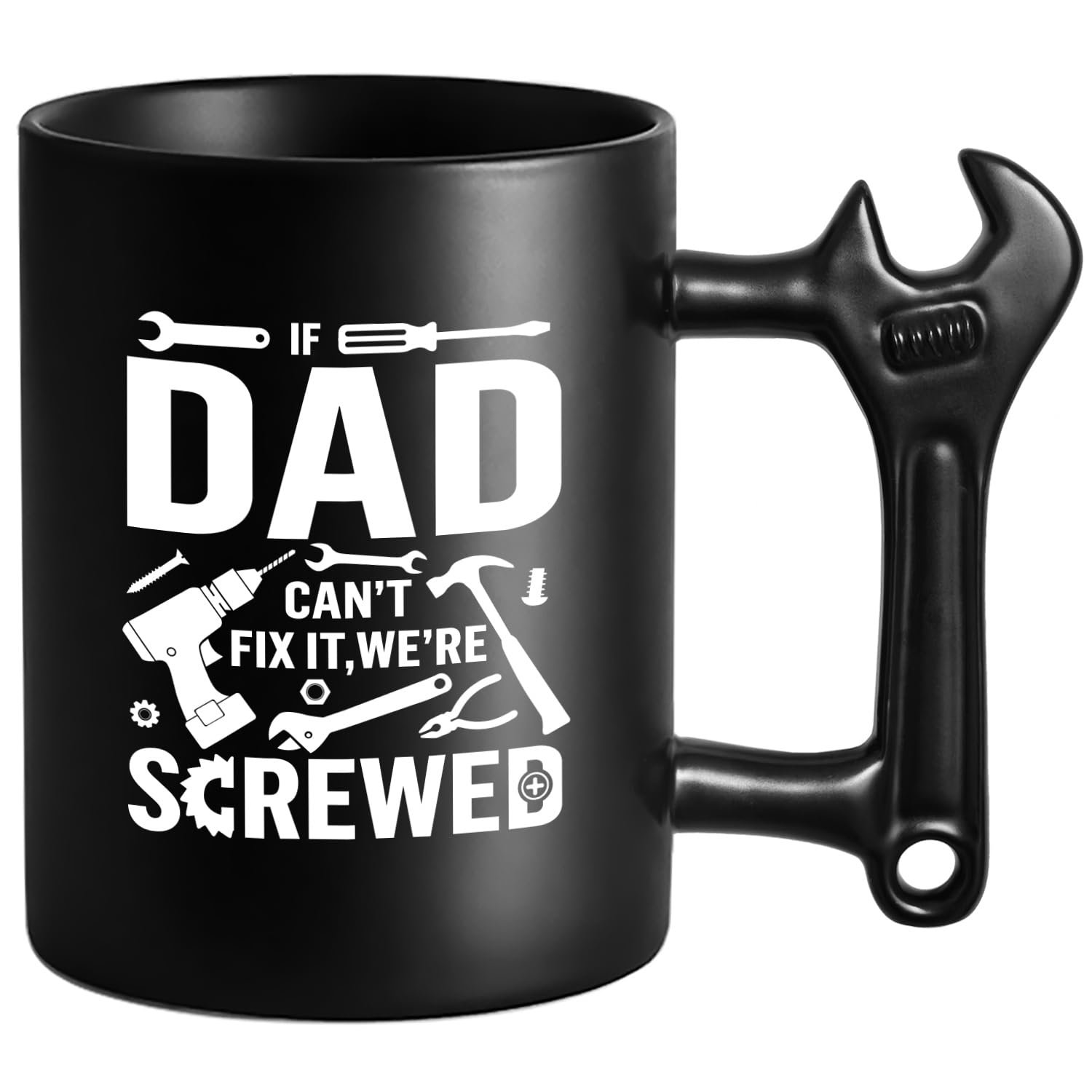 LOZACHE wrench-handle dad mug with a comfortable grip for daily coffee.