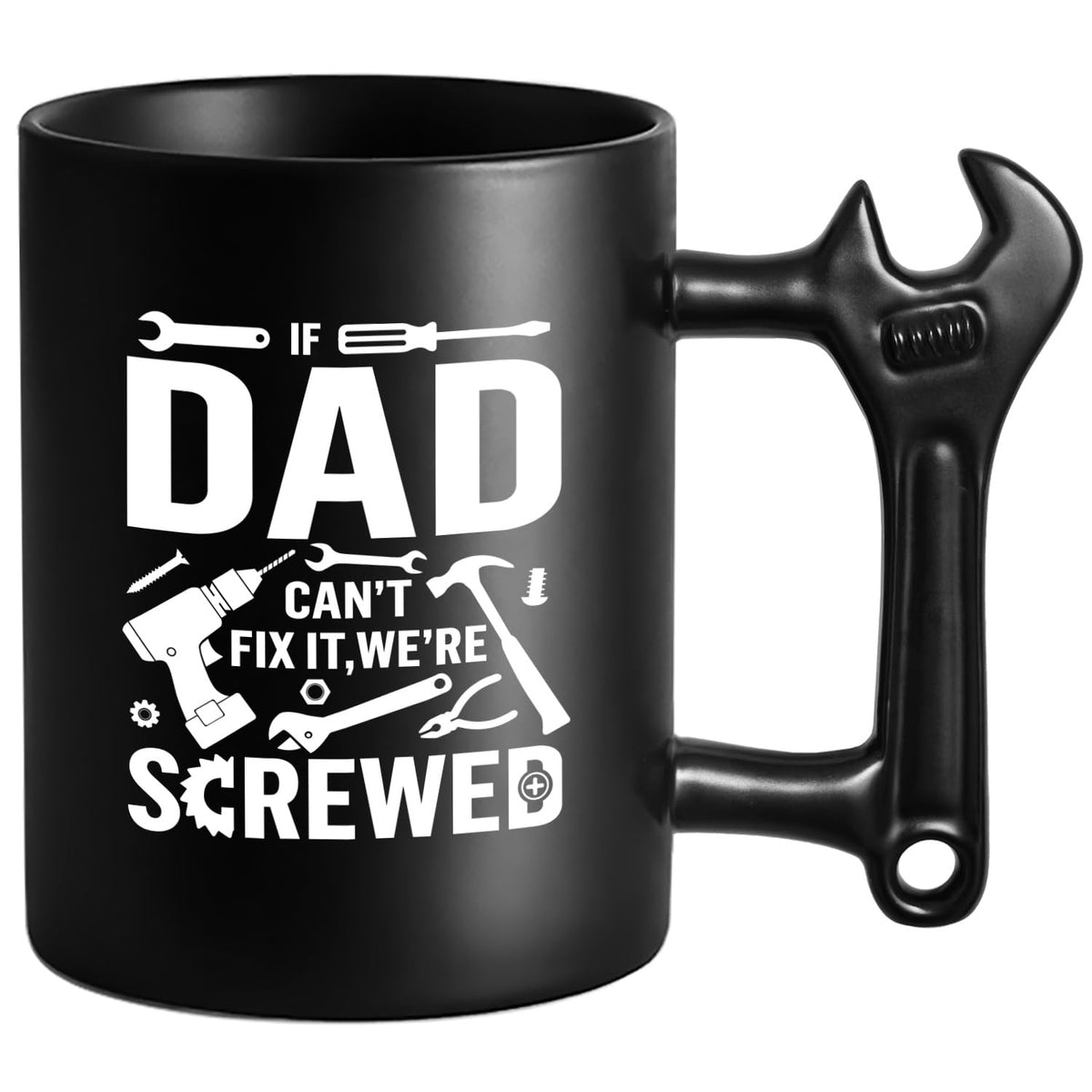 LOZACHE wrench-handle dad mug with a comfortable grip for daily coffee.