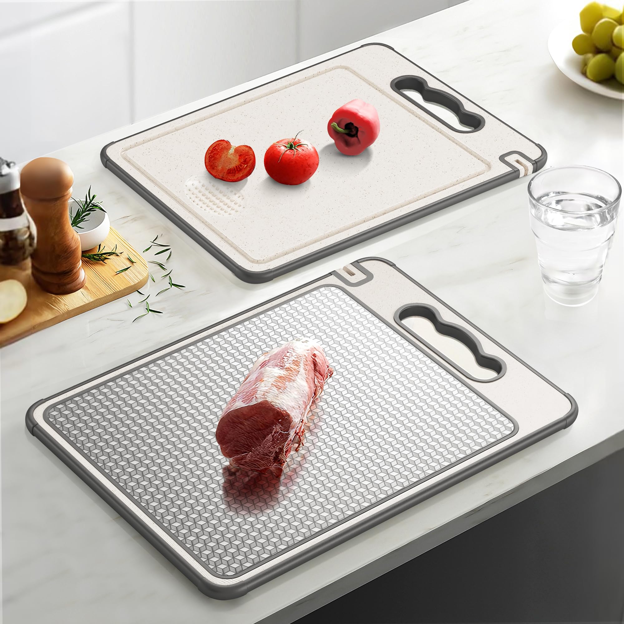 Lozovin cuting board reversible steel side for raw meat on steel