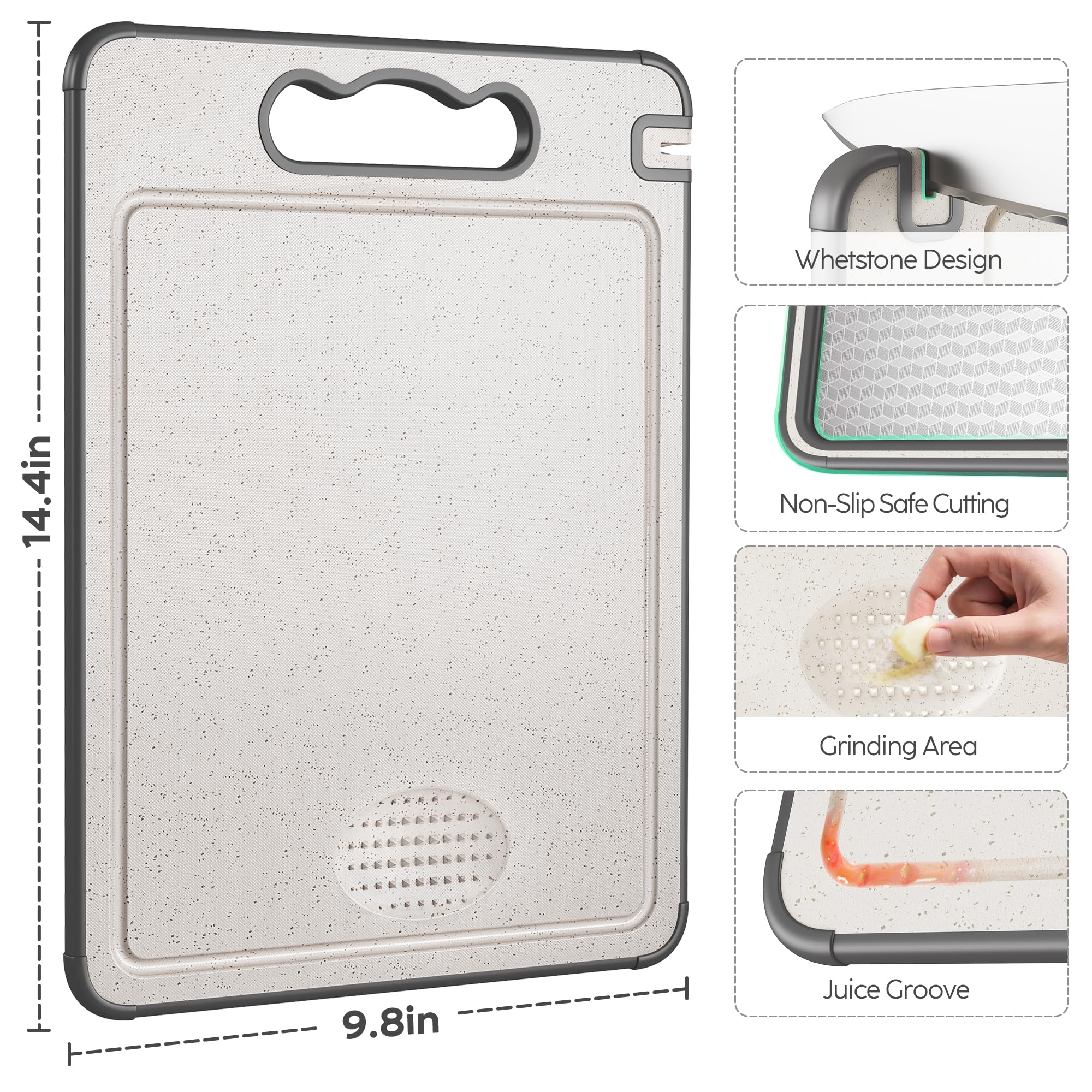 Lozovin cutting board features a silicone non-slip edge for stability