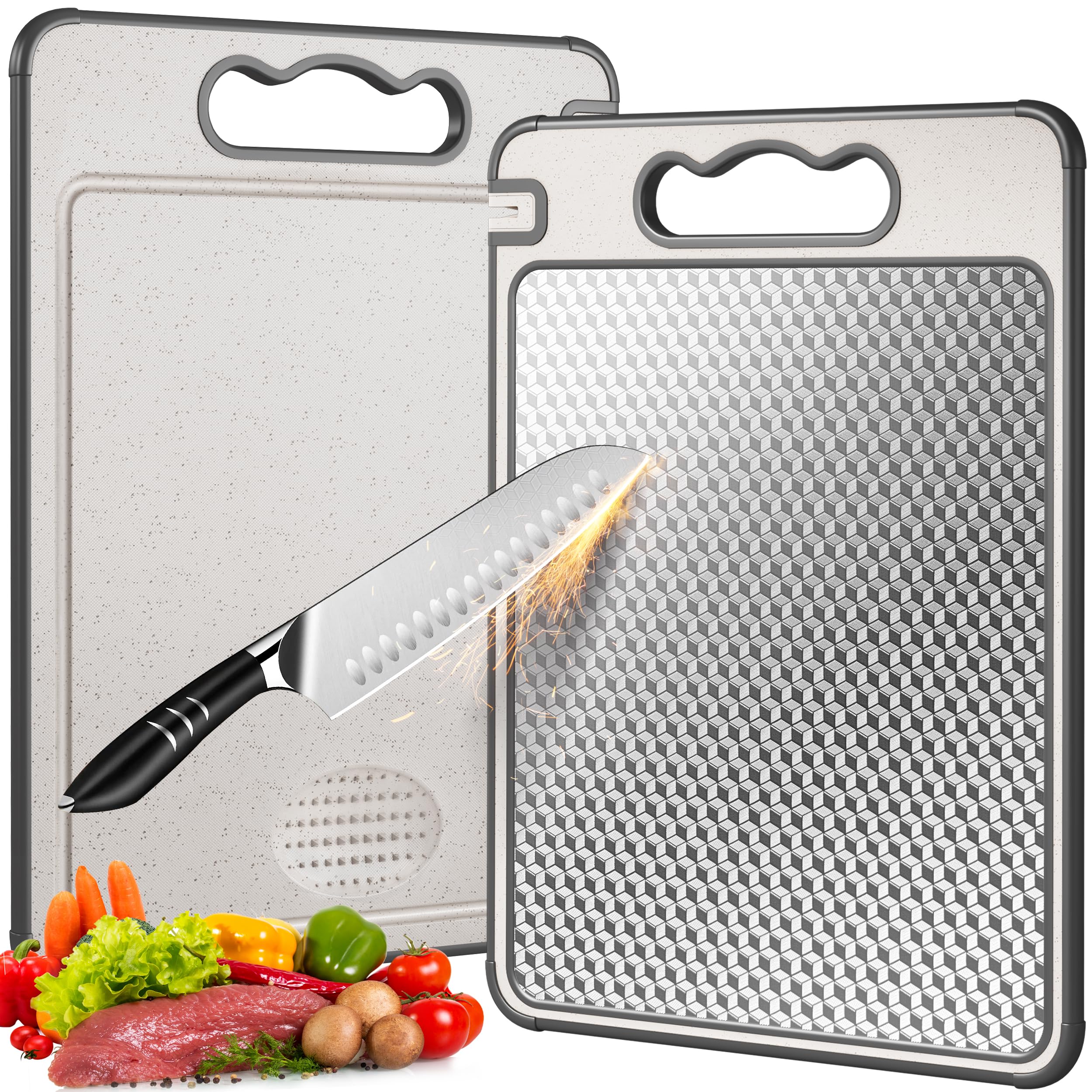 Lozovin cutting board with stainless steel mesh surface for precise meat prep and reduced slipping