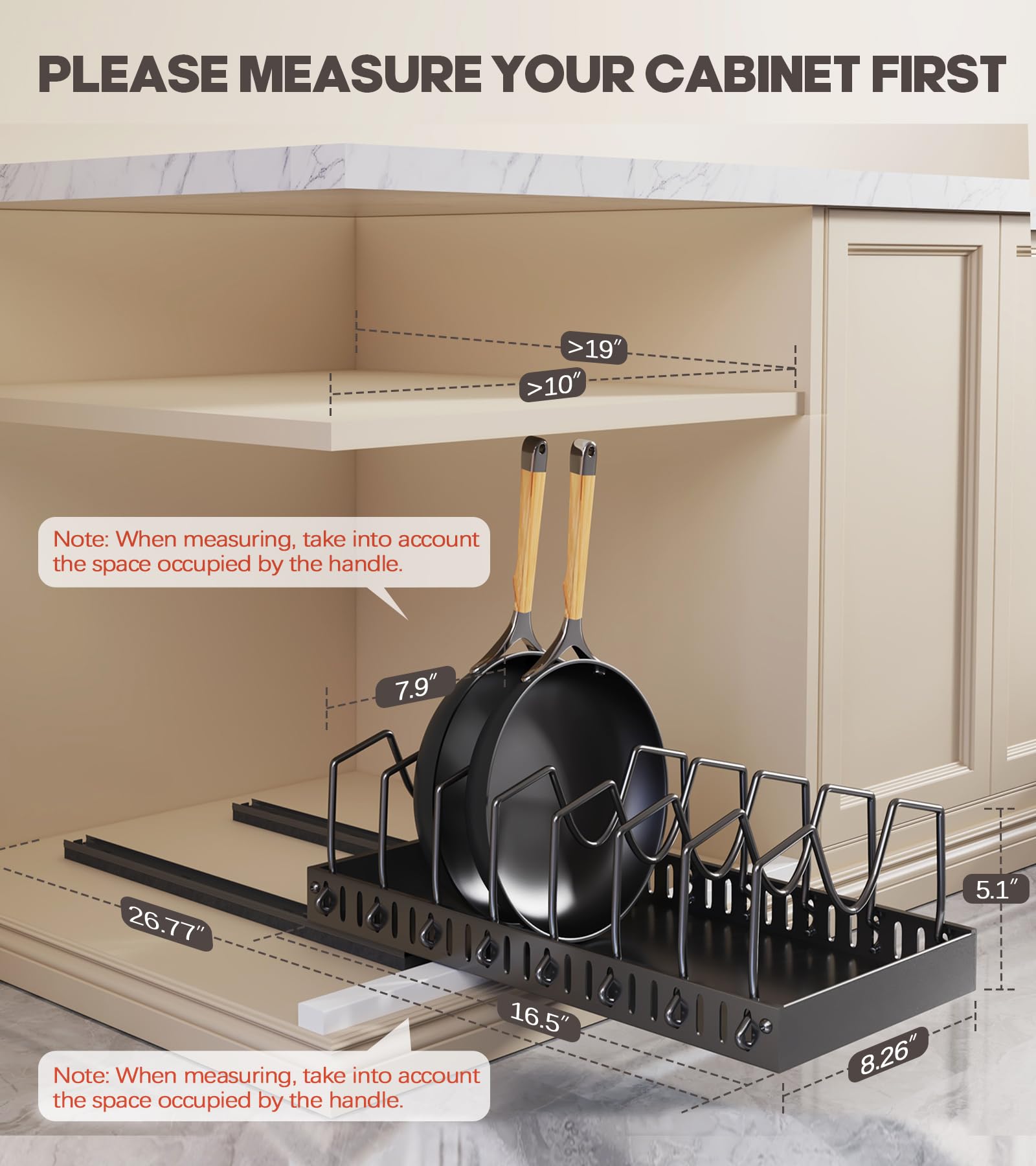 Lozovin slide-out lid rack keeps lids organized and within reach.