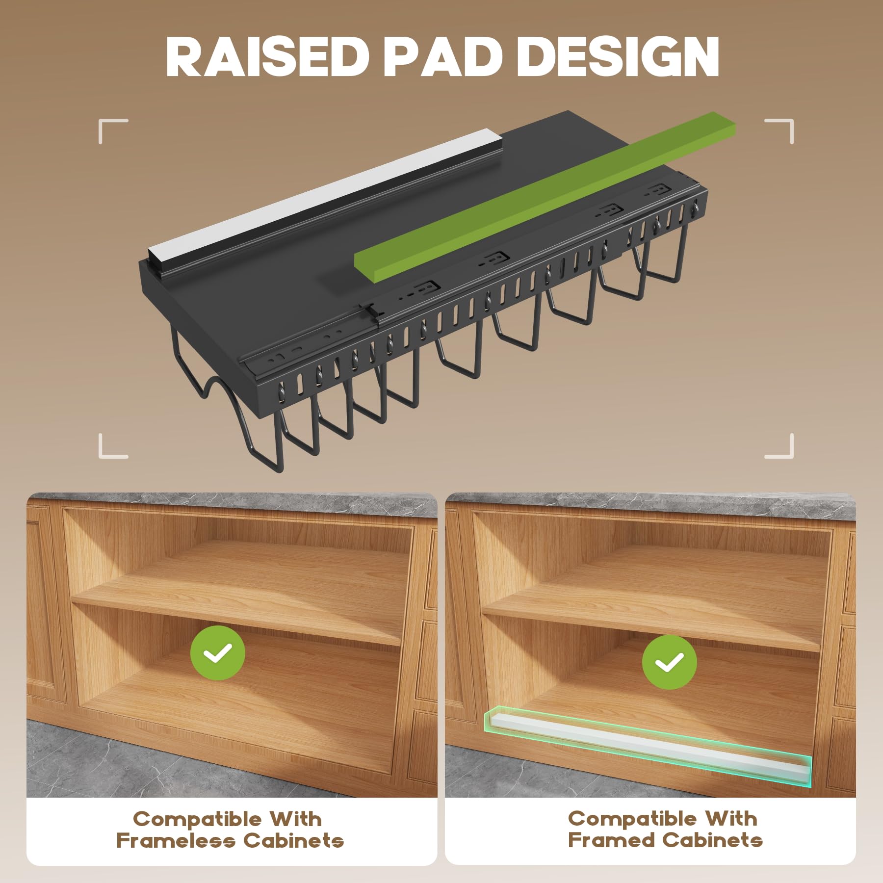 Lozovin slide-out rails in action demonstrates effortless pull-out access.