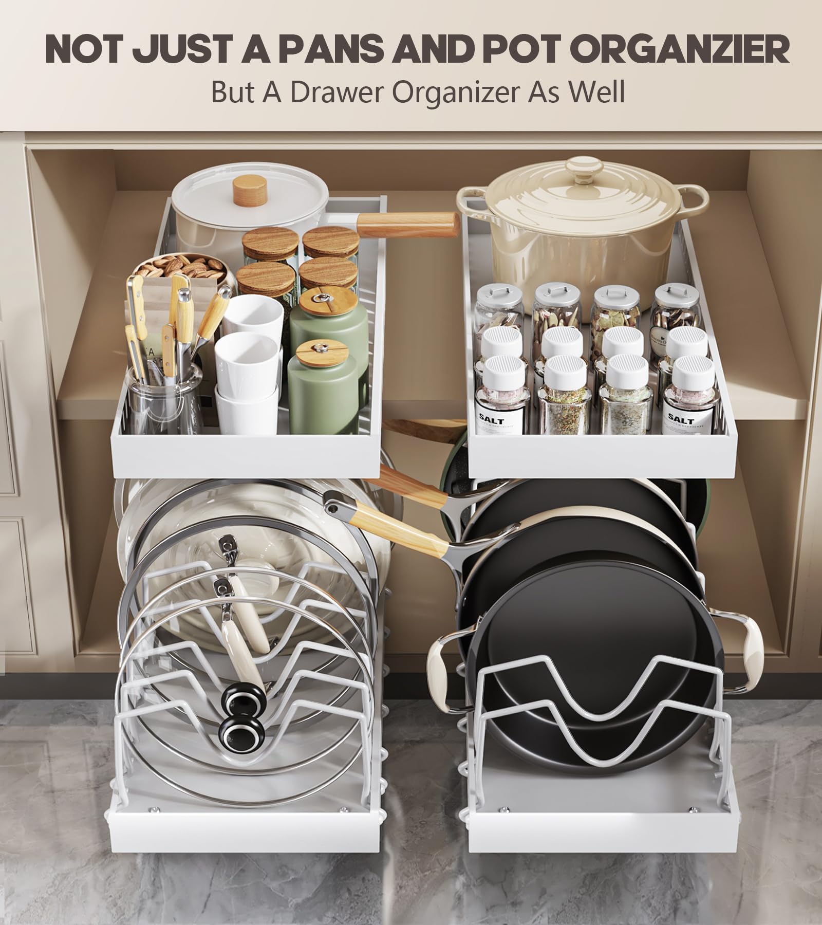 Lozovin slide rail and pulley system enables smooth pull-out storage