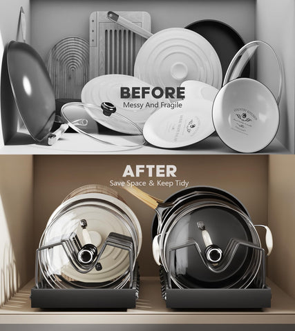 Lozovin sturdy pull-out structure supports heavy pans without wobble.