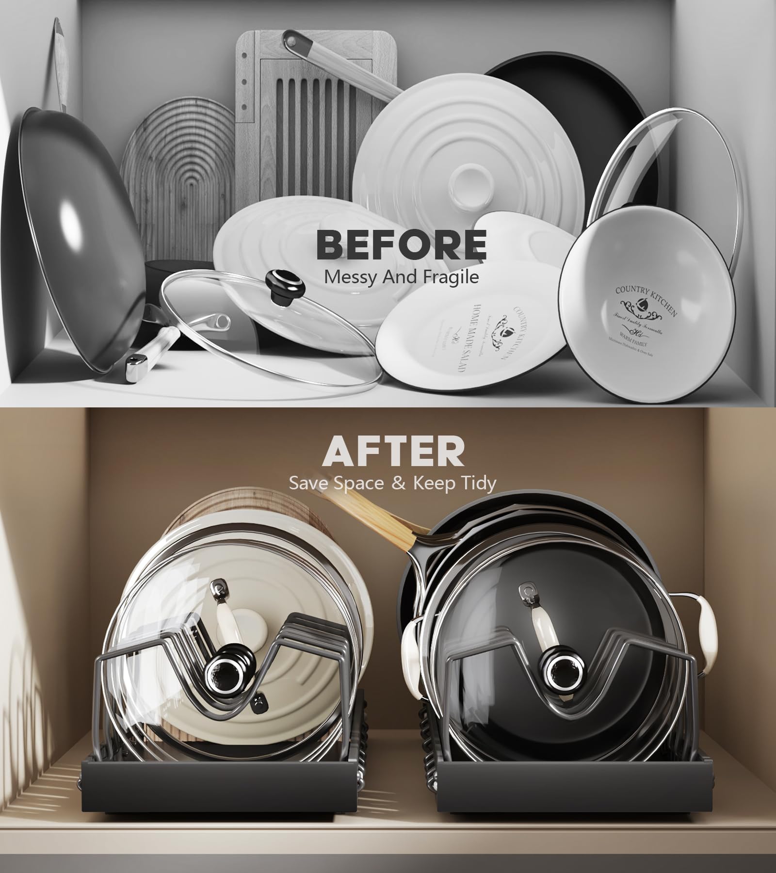 Lozovin sturdy slide rails ensure stable, wobble-free access to cookware.