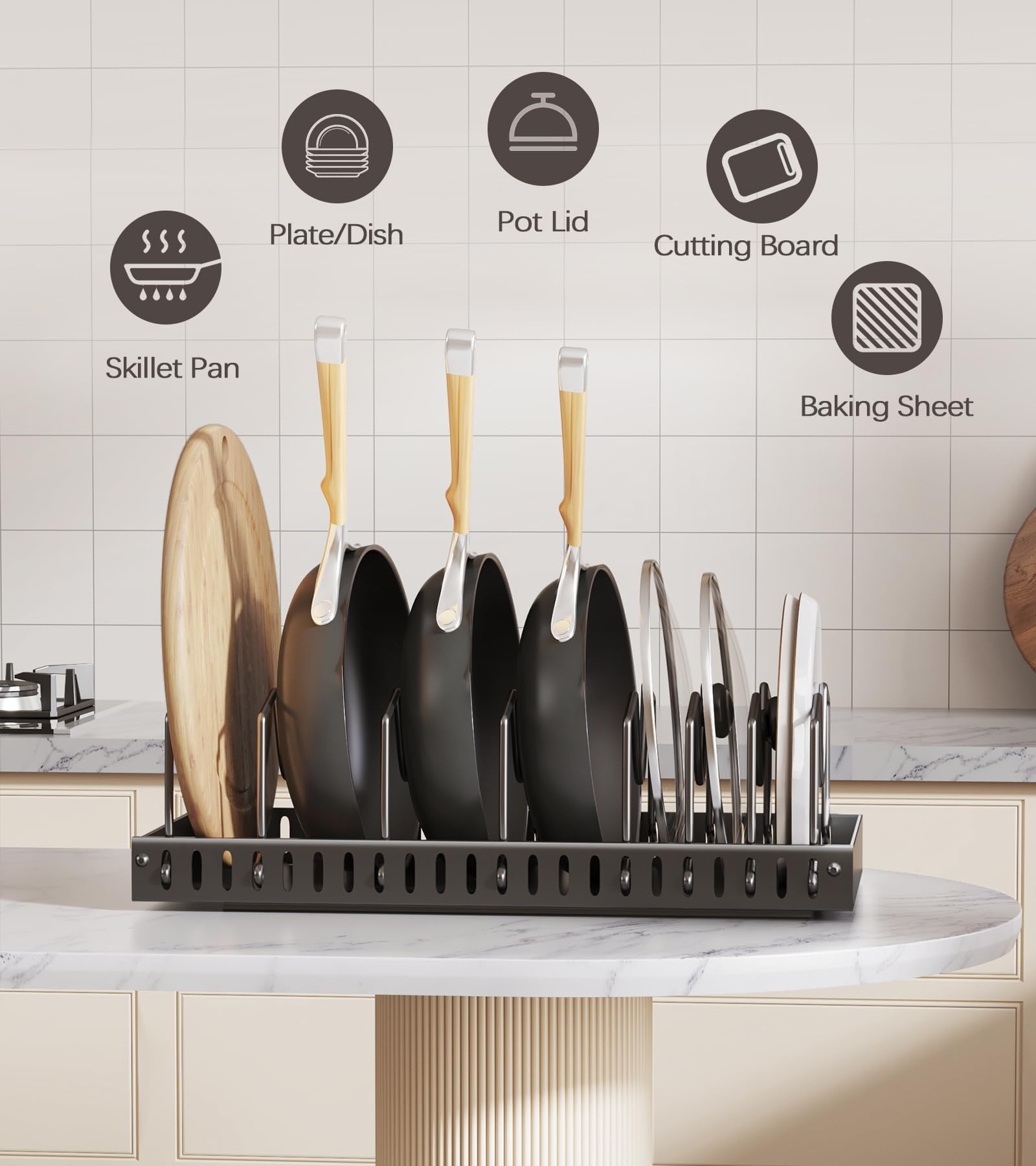 Lozovin under-cabinet organizer creates a neater kitchen space and faster access.