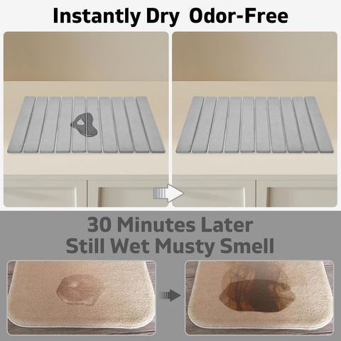 Lprmnnc diatomaceous earth mat highlights ultra absorbency for cups and bottles.