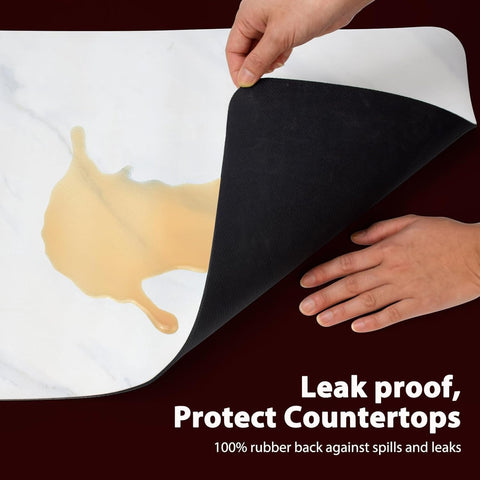 Lprmnnc non-slip rubber backing keeps mat in place on countertops